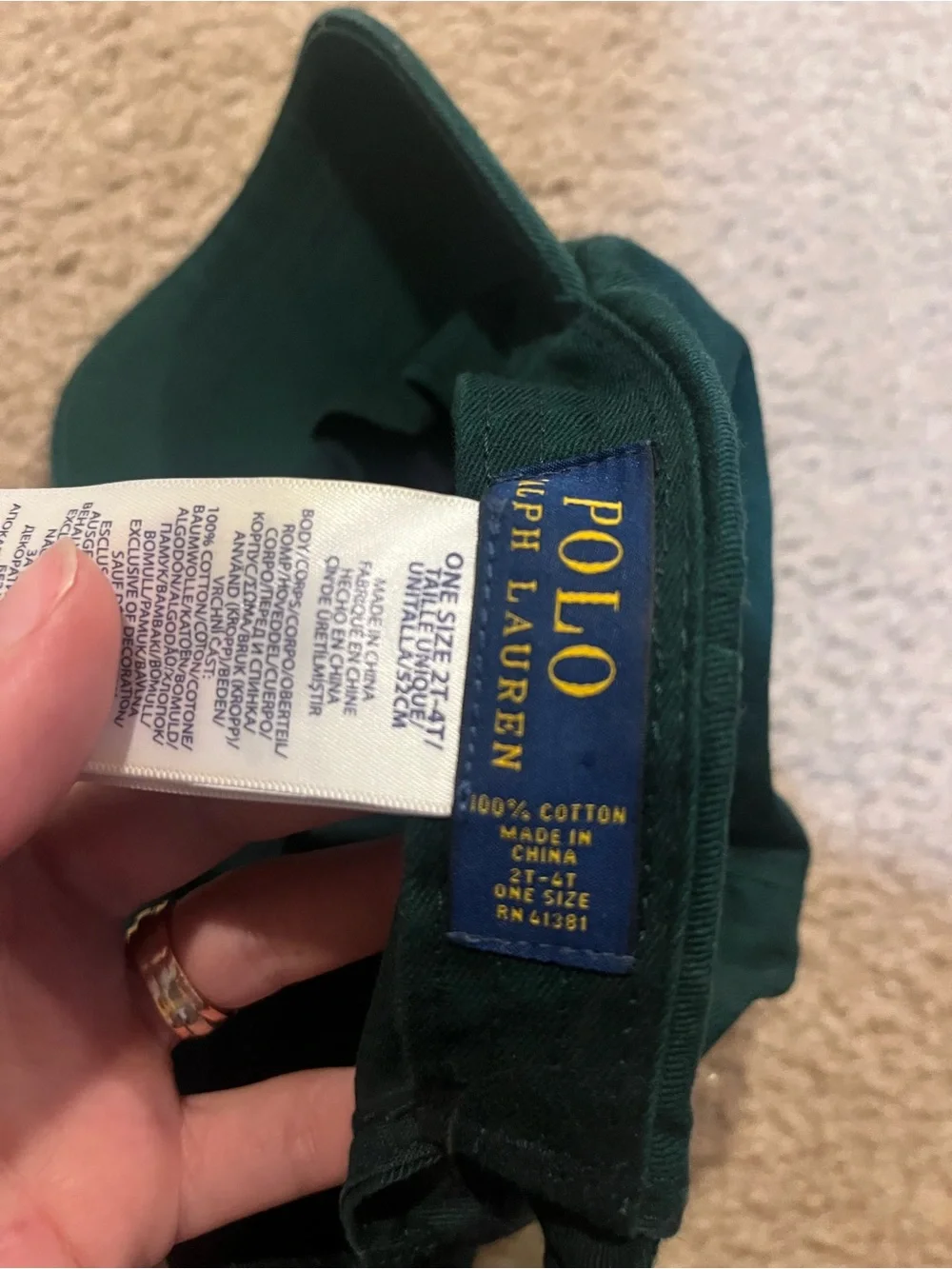 Ralph Lauren Dark Green Polo Logo Baseball Cap toddler size